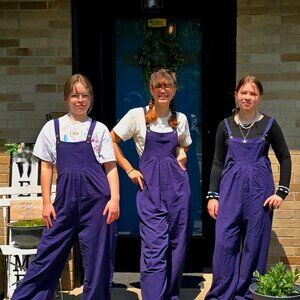 NEW Women's Size Medium Navy Blue Bib Overalls by Evellyhootd